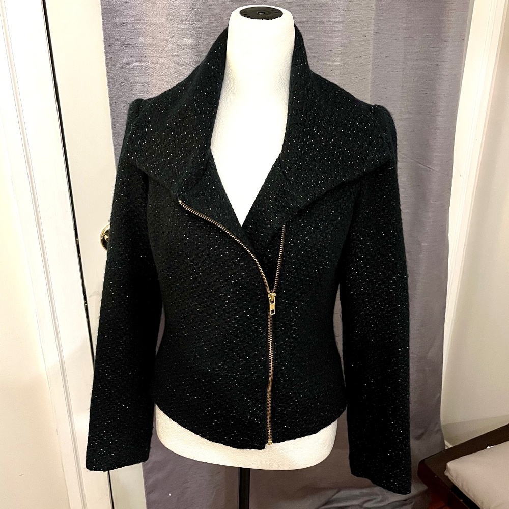 Sz 4 silver threaded asymmetrical motojacket